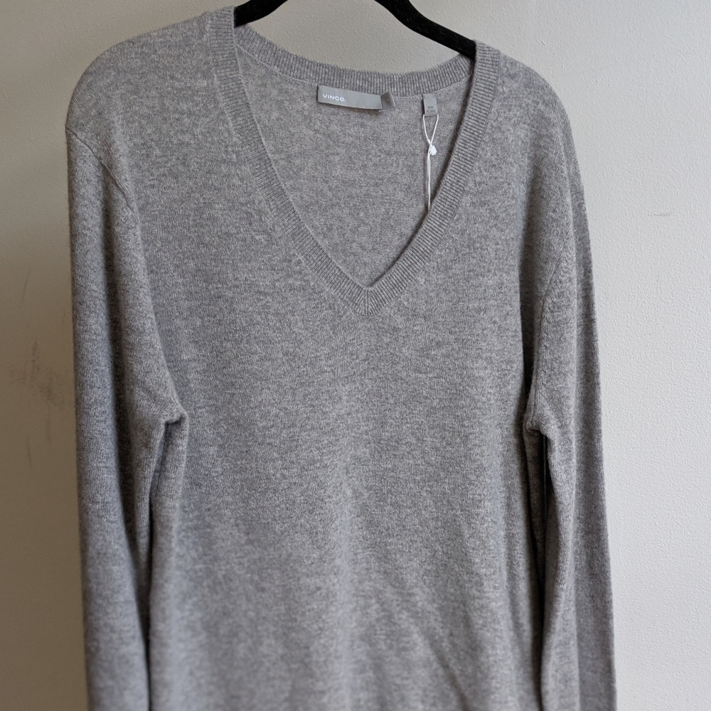 Cashmere Sweater Gray V-Neck